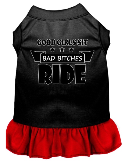 Bitches Ride Screen Print Dog Dress Black with Red Lg