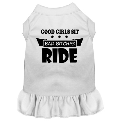 Bitches Ride Screen Print Dog Dress White 4X (22)