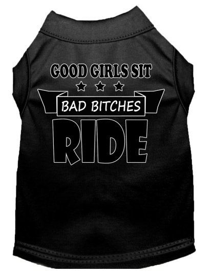 Bitches Ride Screen Print Dog Shirt Black Lg