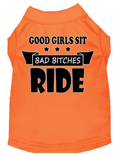 Bitches Ride Screen Print Dog Shirt Orange Lg