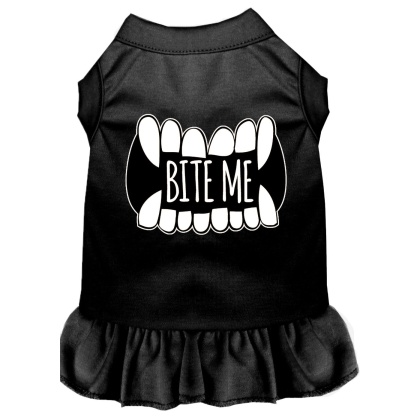 Bite Me Screen Print Dog Dress Black 4X (22)