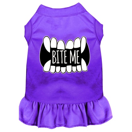 Bite Me Screen Print Dog Dress Purple 4X (22)