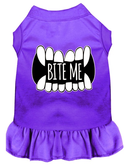 Bite Me Screen Print Dog Dress Purple 4X (22)