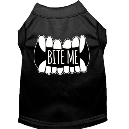 Bite Me Screen Print Dog Shirt Black Lg