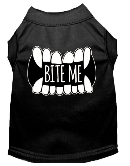 Bite Me Screen Print Dog Shirt Black Lg