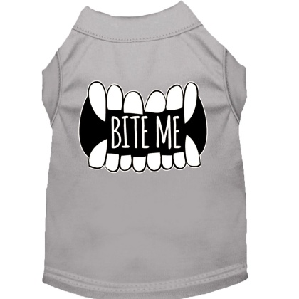 Bite Me Screen Print Dog Shirt Grey Lg