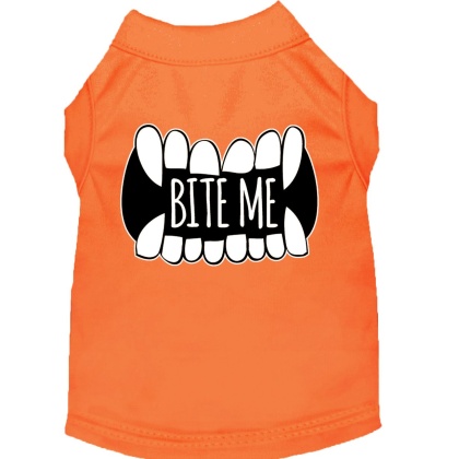 Bite Me Screen Print Dog Shirt Orange Lg