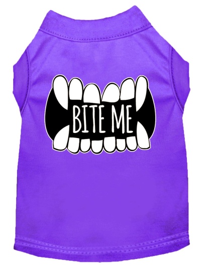 Bite Me Screen Print Dog Shirt Purple Lg