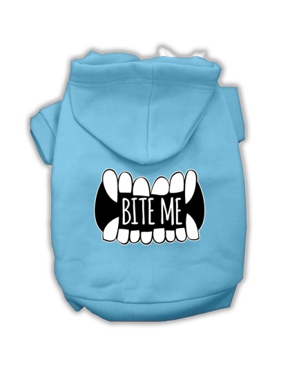 Bite Me Screenprint Dog Hoodie Baby Blue L