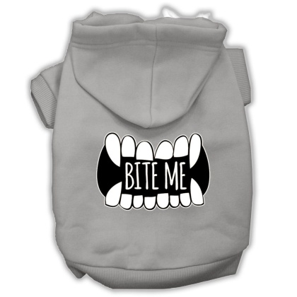 Bite Me Screenprint Dog Hoodie Grey L