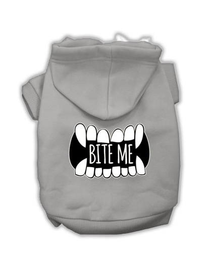 Bite Me Screenprint Dog Hoodie Grey L