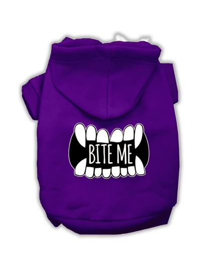 Bite Me Screenprint Dog Hoodie Purple L