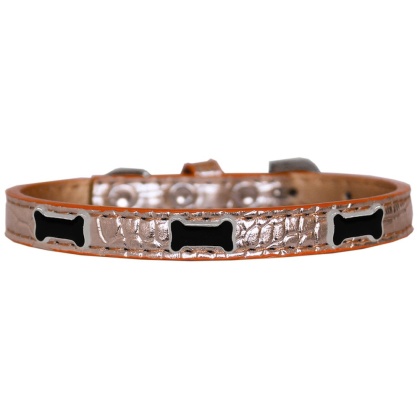 Black Bone Widget Croc Dog Collar Copper Size 10