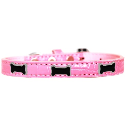 Black Bone Widget Croc Dog Collar Light Pink Size 10