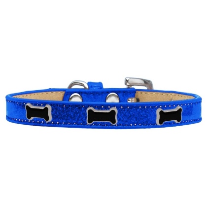 Black Bone Widget Dog Collar Blue Ice Cream Size 10