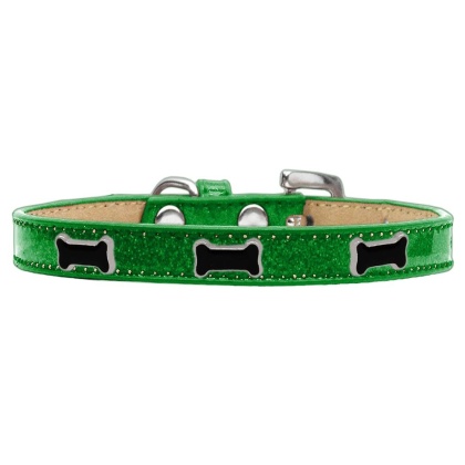 Black Bone Widget Dog Collar Emerald Green Ice Cream Size 10