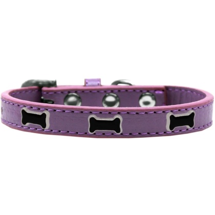 Black Bone Widget Dog Collar Lavender Size 10