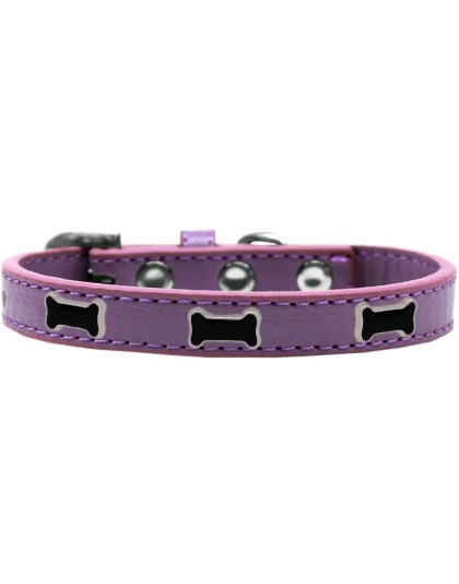 Black Bone Widget Dog Collar Lavender Size 10