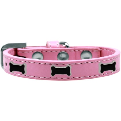 Black Bone Widget Dog Collar Light Pink Size 10