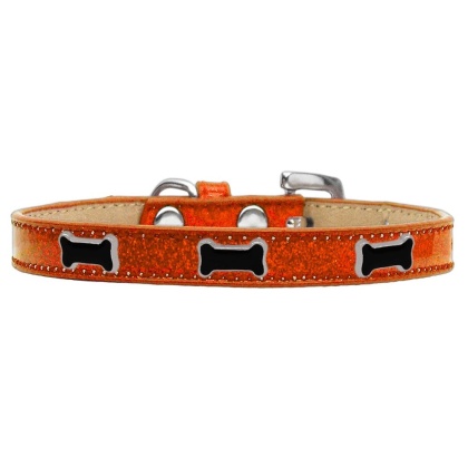Black Bone Widget Dog Collar Orange Ice Cream Size 10