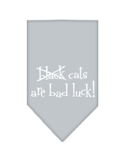 Black Cats are Bad Luck Screen Print Bandana Grey Large