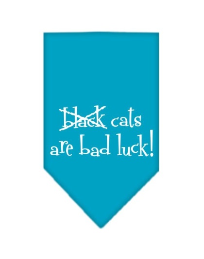 Black Cats are Bad Luck Screen Print Bandana Turquoise Large