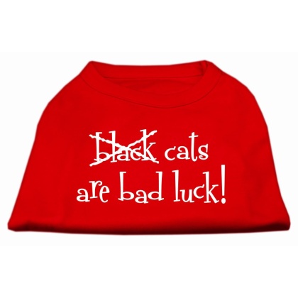 Black Cats are Bad Luck Screen Print Shirt Red L