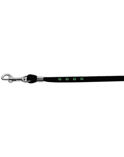 Black Velvet Leash Silver Hardware Emerald Stones