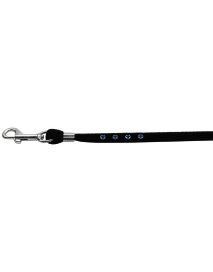 Black Velvet Leash Silver Hardware Sapphire Stones