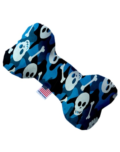 Blue Camo Skulls 10 Inch Canvas Bone Dog Toy