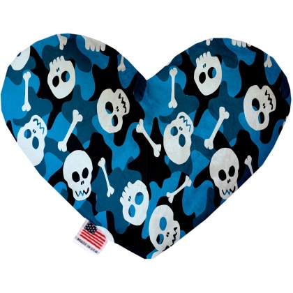 Blue Camo Skulls 6 Inch Heart Dog Toy