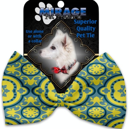 Blue and Yellow Moroccan Patterned Pet Bow Tie