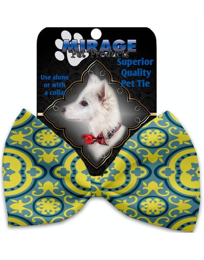 Blue and Yellow Moroccan Patterned Pet Bow Tie