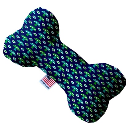 Blue Mushrooms 10 inch Canvas Bone Dog Toy