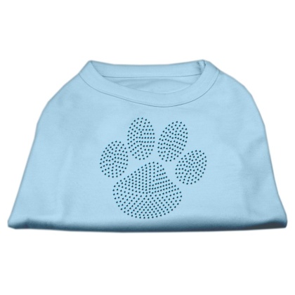 Blue Paw Rhinestud Shirt Baby Blue L