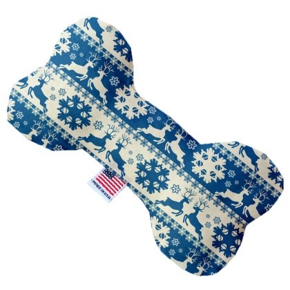 Blue Reindeer 10 Inch Canvas Bone Dog Toy