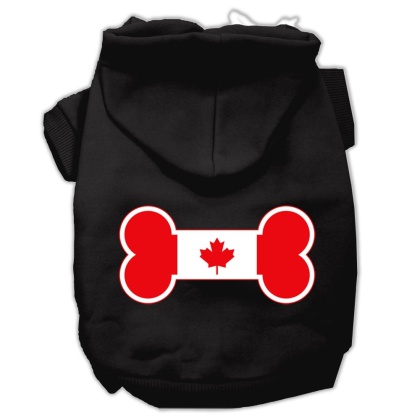 Bone Shaped Canadian Flag Screen Print Pet Hoodies Black L