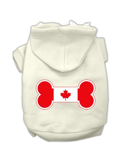 Bone Shaped Canadian Flag Screen Print Pet Hoodies Cream L