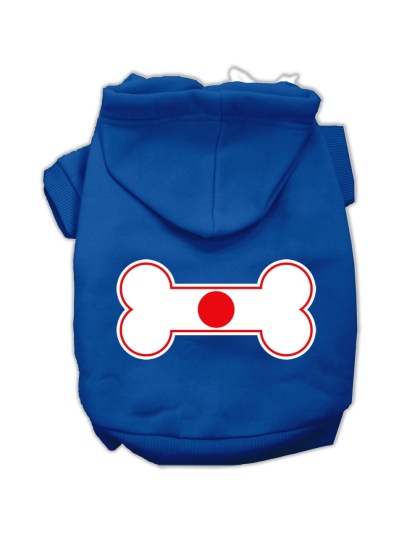 Bone Shaped Japan Flag Screen Print Pet Hoodies Blue L