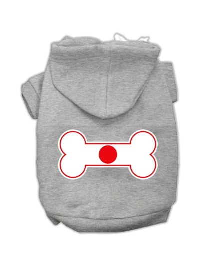 Bone Shaped Japan Flag Screen Print Pet Hoodies Grey L