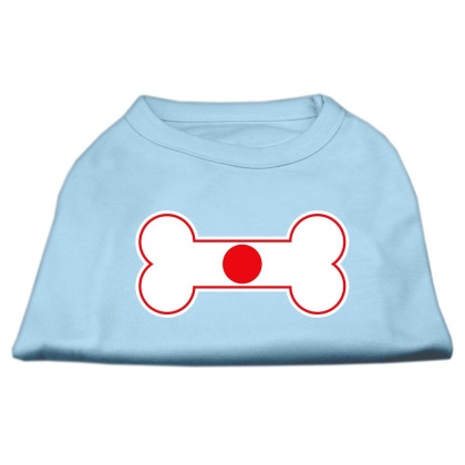 Bone Shaped Japan Flag Screen Print Shirts Baby Blue L