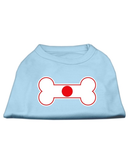 Bone Shaped Japan Flag Screen Print Shirts Baby Blue L