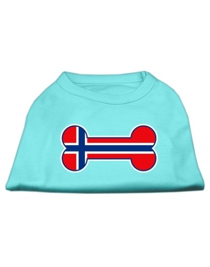 Bone Shaped Norway Flag Screen Print Shirts Aqua L