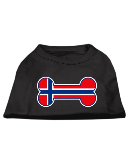 Bone Shaped Norway Flag Screen Print Shirts Black L