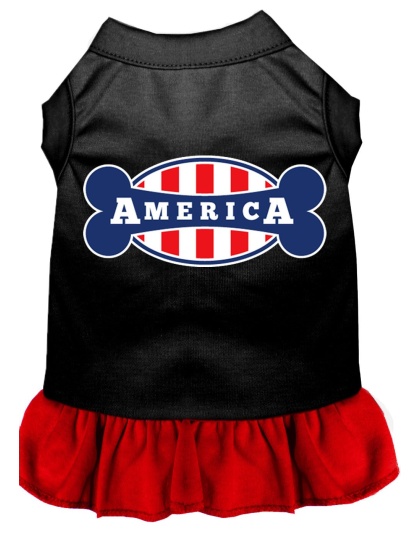 Bonely in America Screen Print Dress Black with Red Lg