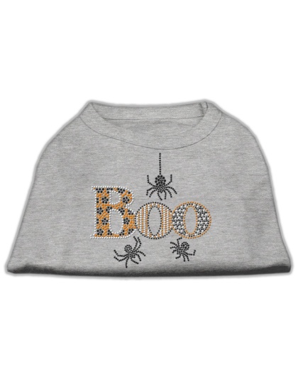 Boo Rhinestone Dog Shirt Grey Lg