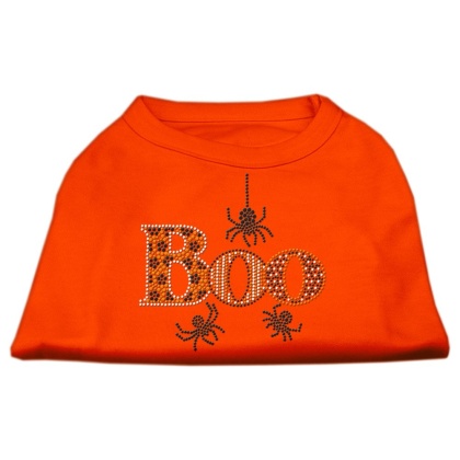 Boo Rhinestone Dog Shirt Orange Lg