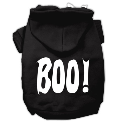 BOO! Screen Print Pet Hoodies Black Size Lg