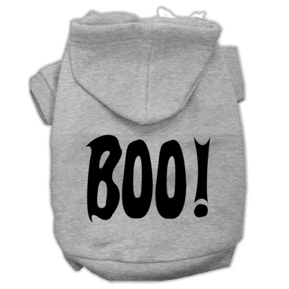 BOO! Screen Print Pet Hoodies Grey Size Lg