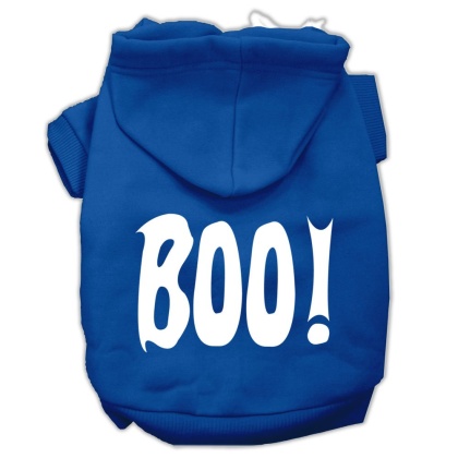 Boo! Screen Print Pet Hoodies Blue Size Lg